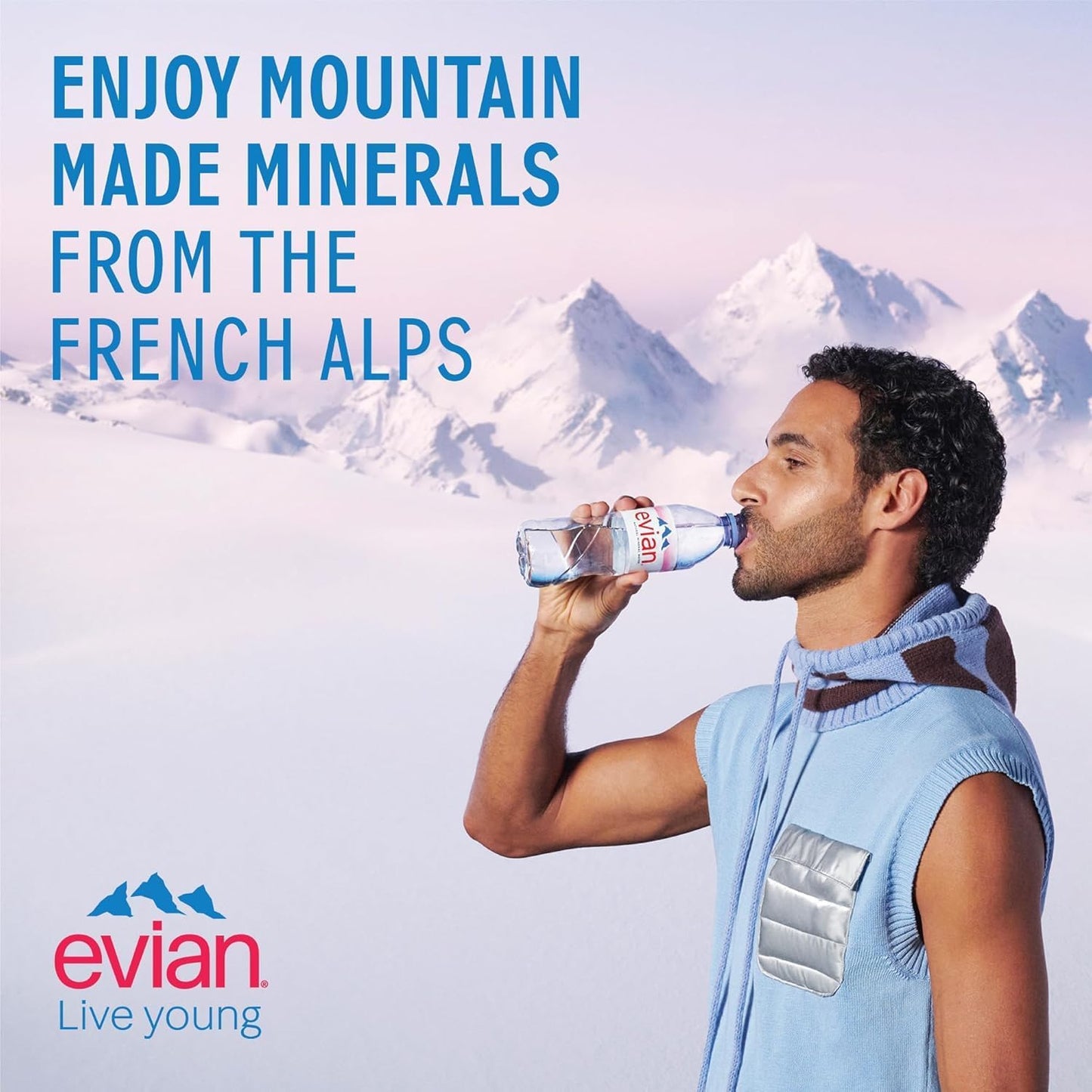 Evian Mineral Water, Naturally Filtered Drinking Water, 500ml Bottled Water Crafted by Nature, Case of 24 x 500 ML Evian Water Bottles