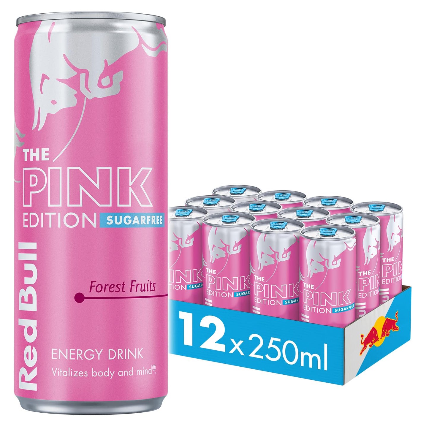Redbull Energy Drink 250 ML, Sugar Free Pink Edition, Forest Fruits Flavour, Pack of 12
