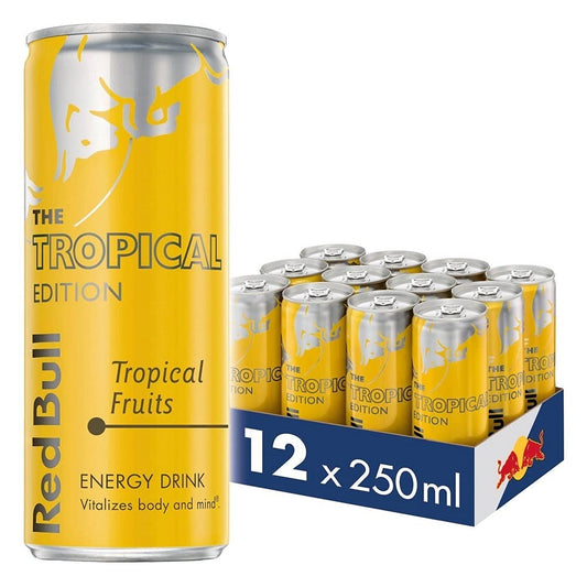 Red Bull Energy Drink 250 ML, Yellow Edition, Tropical Flavour, Pack of 12