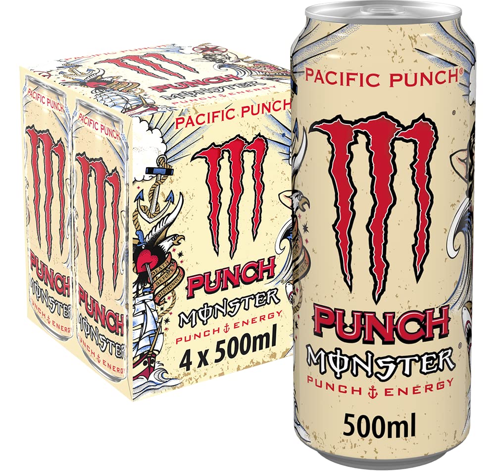 Monster Energy Drink 500 ML, Pacific Punch Flavour, Pack of 4