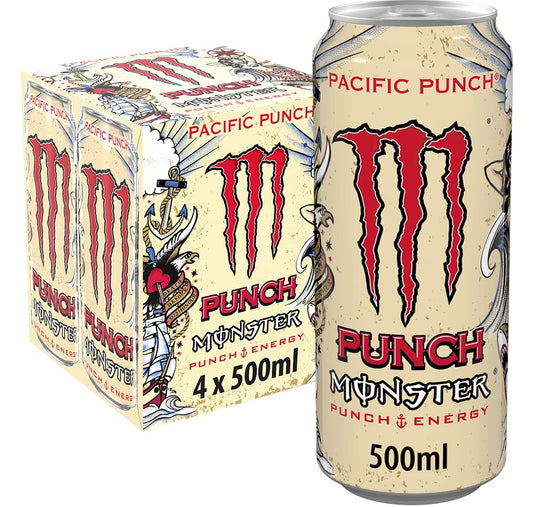 Monster Energy Drink 500 ML, Pacific Punch Flavour, Pack of 4