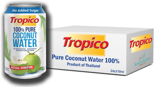 Tropico 100% Pure Thai Coconut Water, 310 ml, Pack of 24 | No Added Sugar | Product of Thailand