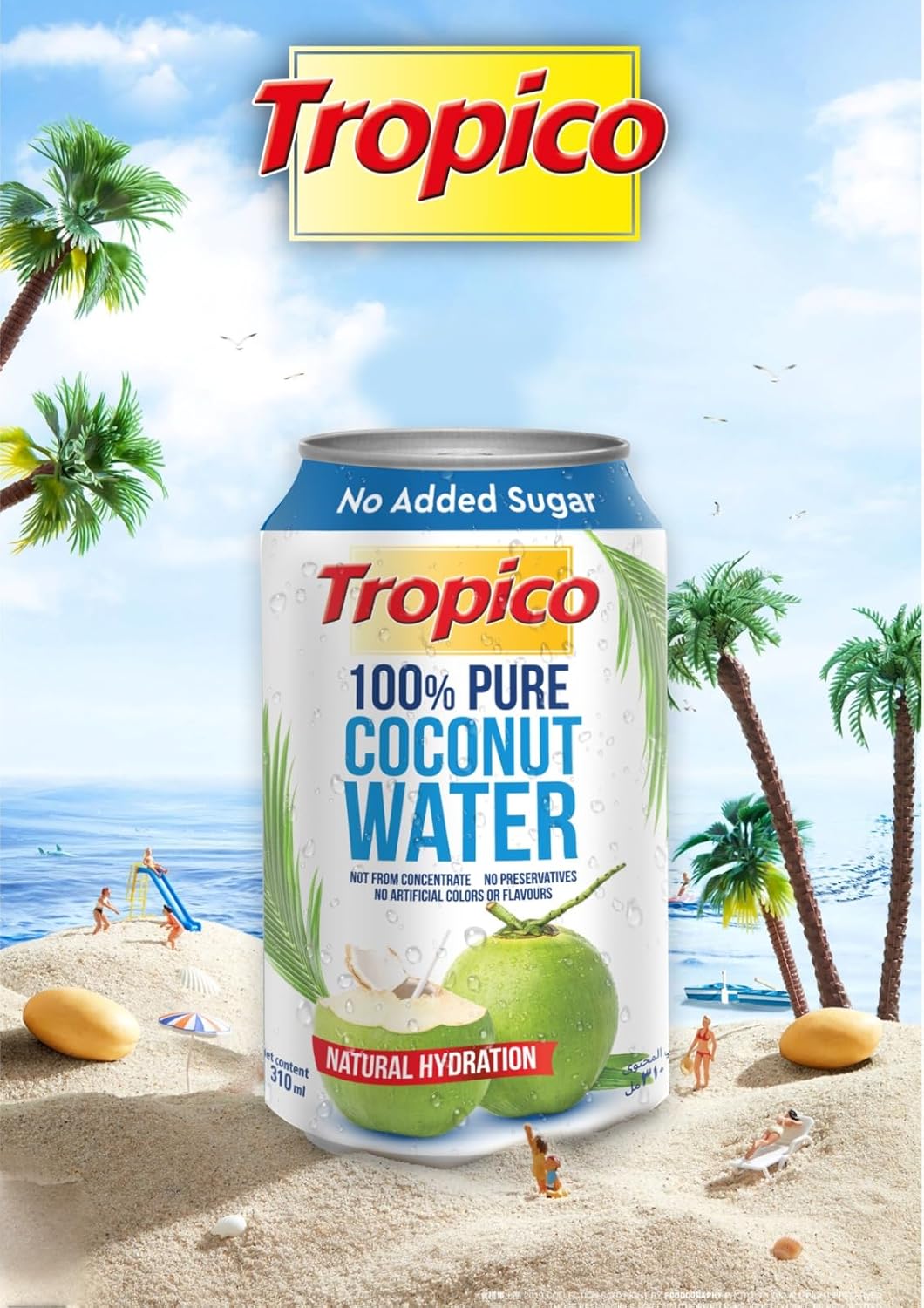 Tropico 100% Pure Thai Coconut Water, 310 ml, Pack of 24 | No Added Sugar | Product of Thailand