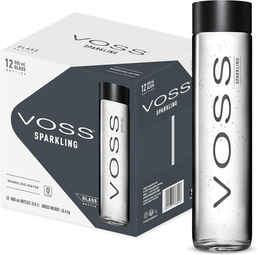 Voss Sparkling, Glass Bottle, 800 ml (Pack Of 12)