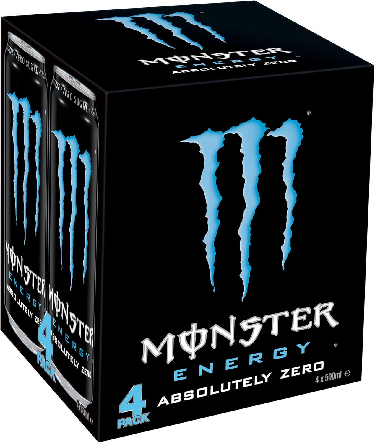 Monster Energy Drink 500 ML, Absolute Zero, Pack of 4