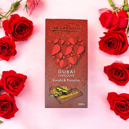 Dubai Chocolate Bar with Kunafa & Pistachio filling, 200g, for special occasions and gifting to friends and family