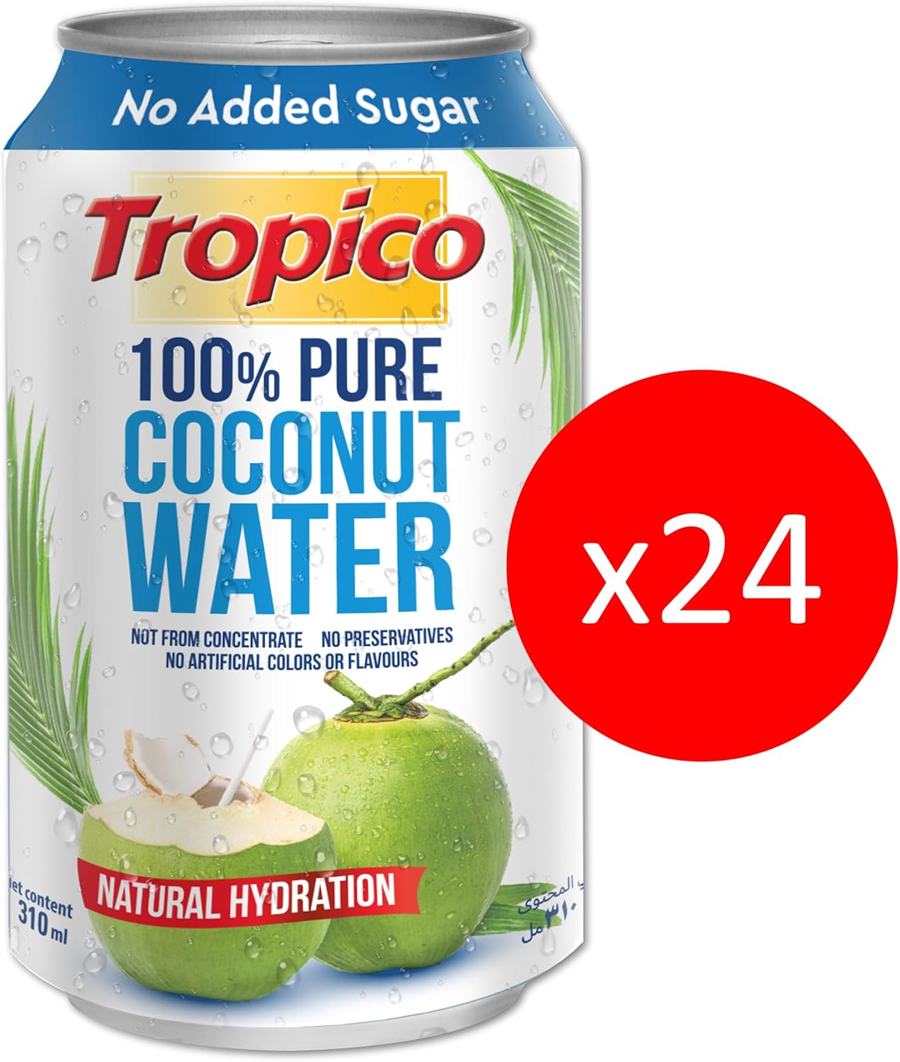 Tropico 100% Pure Thai Coconut Water, 310 ml, Pack of 24 | No Added Sugar | Product of Thailand