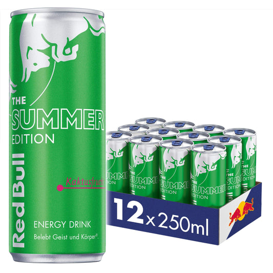 Red Bull Energy Drink 250 ML, Green Edition, Cactus Fruit Flavour, Pack of 12