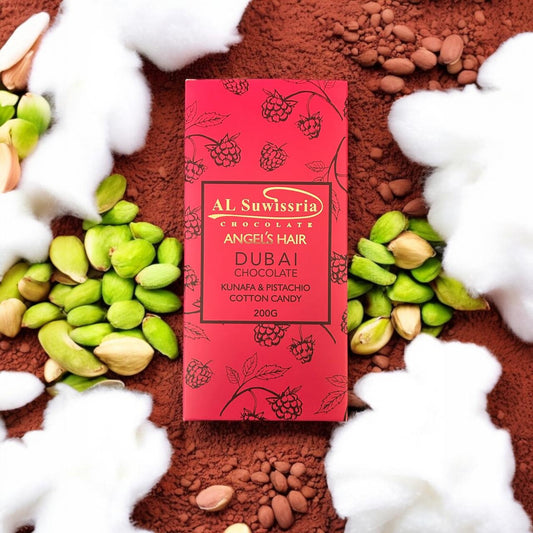 AL Suwissria Angel's Hair Dubai Chocolate with Kunafa & Pistachio Cotton Candy, 200g